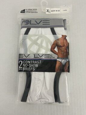 Evolve 2xist Contrast No Show Briefs 2pk  Men's XL 40-42 White/Black NEW